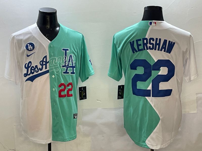 Men Los Angeles Dodgers #22 Kershaw Blue White Game 2025 Nike MLB Jersey style 1